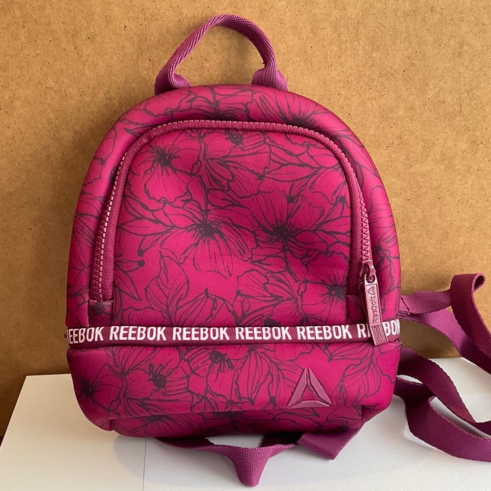Reebok Mini Neoprene Floral Purple Backpack Purse NWOT